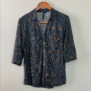 Vintage Sequins Bedazzled Sparkling Soft Print Shirt